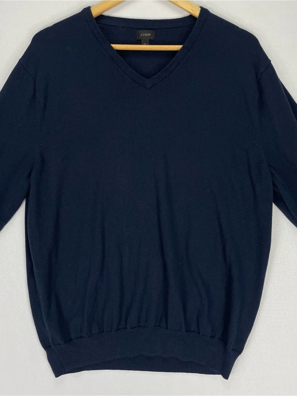 J.CREW Cotton Cashmere Blend Sweater Men’s XXL Navy Blue Knit V-Neck Pullover